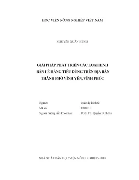 Luận văn thạc sĩ giải pháp phát triển các loại hình bán lẻ hàng tiêu dùng trên địa bàn thành phố vĩnh yên vĩnh phúc