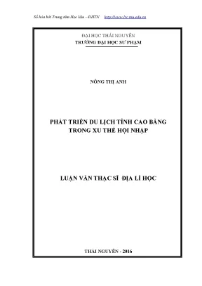 Luận văn thạc sĩ phát triển du lịch tỉnh cao bằng trong xu thế hội nhập