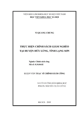 Luận văn thạc sĩ thực hiện chính sách giảm nghèo tại huyện hữu lũng tỉnh lạng sơn