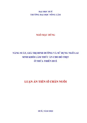 Luận án năng suất giá trị dinh dưỡng và sử dụng ngô lai sinh khối làm thức ăn cho bò thịt ở thừa thiên huế