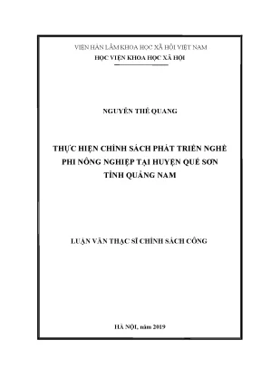 Luận văn thạc sĩ thực hiện chính sách phát triển nghề phi nông nghiệp tại địa bàn huyện quế sơn tỉnh quảng nam