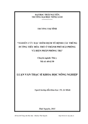 Luận văn thạc sĩ nghiên cứu đặc điểm dịch tễ bệnh cầu trùng đường tiêu hoá thỏ ở thành phố hải phòng và biện pháp