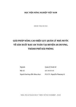 Luận văn thạc sĩ giải pháp nâng cao hiệu lực quản lý nhà nước về sản xuất rau an toàn tại huyện an dương thành phố hải phòng