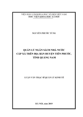 Luận văn thạc sĩ quản lý ngân sách nhà nước cấp xã trên địa bàn huyện tiên phước tỉnh quảng nam