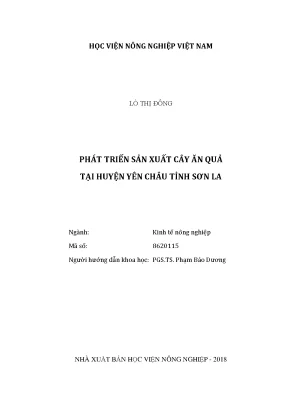 Luận văn thạc sĩ phát triển sản xuất cây ăn quả tại huyện yên châu tỉnh sơn la