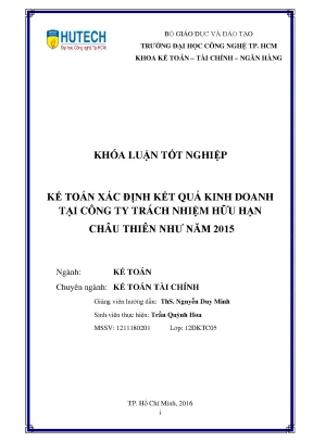 Luận văn thạc sĩ kế toán xác định kết quả kinh doanh tại công ty trách nhiệm hữu hạn châu thiên như năm 2015