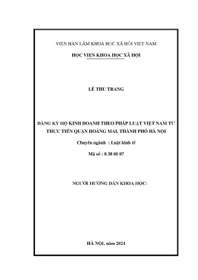 Luận văn thạc sĩ đăng ký hộ kinh doanh theo pháp luật việt nam từ thực tiễn quận hoàng mai thành phố hà nội