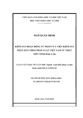 Luận văn thạc sĩ kiểm sát hoạt động tư pháp của viện kiểm sát nhân dân theo pháp luật việt nam từ thực tiễn tỉnh đắk lắk