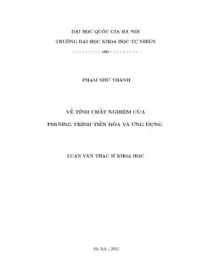 Luận văn thạc sĩ về tính chất nghiệm của phương trình tiến hóa và ứng dụng