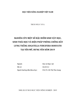 Luận văn thạc sĩ nghiên cứu một số đặc điểm sinh vật học sinh thái học và biện pháp phòng chống rầy lưng trắng sogatella furcifera horvath tại yên mỹ hưng yên năm 2019
