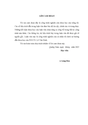 Luận văn thạc sĩ thực hiện chính sách đối với người có công với cách mạng ở huyện đông giang tỉnh quảng nam