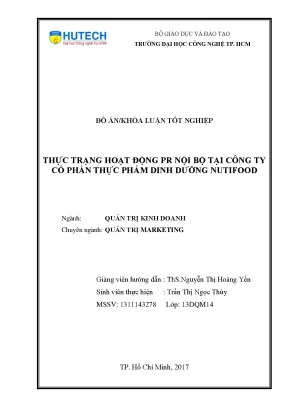 Luận văn thạc sĩ thực trạng hoạt động pr nội bộ tại công ty cổ phần thực phẩm dinh dưỡng nutifood