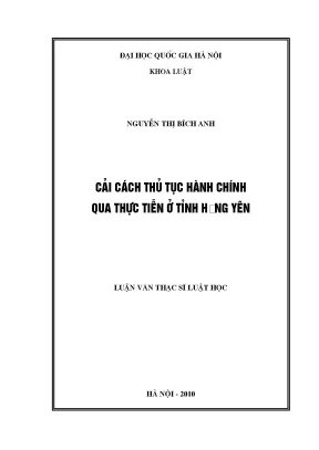 Luận văn thạc sĩ cải cách thủ tục hành chính qua thực tiễn ở tỉnh hưng yên
