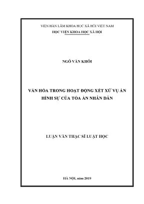 Luận văn thạc sĩ văn hóa trong hoạt động xét xử vụ án hình sự của tòa án nhân dân