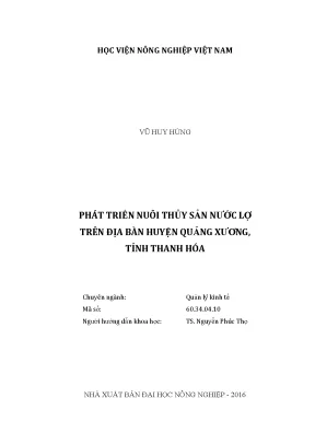 Luận văn thạc sĩ phát triển nuôi thủy sản nước lợ trên địa b àn huyện quảng xương tỉnh thanh hóa