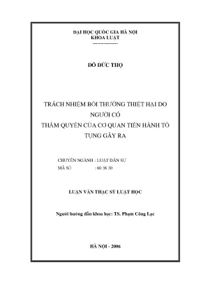 Luận văn thạc sĩ trách nhiệm bồi thường thiệt hại do người có thẩm quyền của cơ quan tiến hành tố tụng gây ra