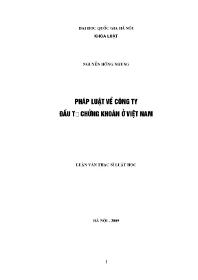 Luận văn thạc sĩ pháp luật về công ty đầu tư chứng khoán ở việt nam