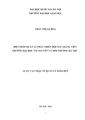 Luận văn thạc sĩ biện pháp quản lý phát triển đội ngũ giảng viên trường đại học tài nguyên và môi trường hà nội