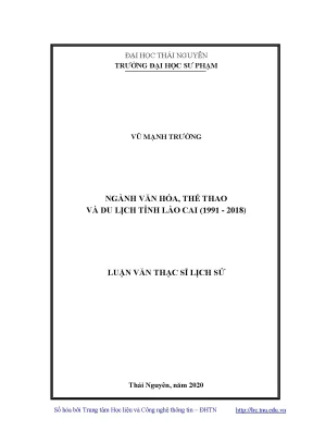 Luận văn thạc sĩ ngành văn hóa thể thao và du lịch tỉnh lào cai 1991 2018