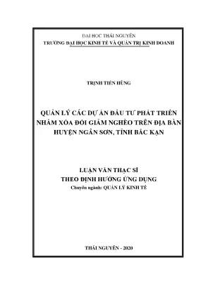 Luận văn thạc sĩ quản lý kinh tế quản lý các dự án đầu tư phát triển nhằm xóa đói giảm nghèo trên địa bàn huyện ngân sơn tỉnh bắc kạn