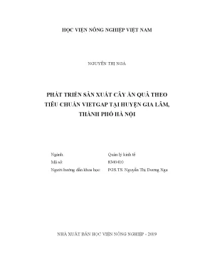 Luận văn thạc sĩ phát triển sản xuất cây ăn quả theo tiêu chuẩn vietgap tại huyện gia lâm thành phố hà nội