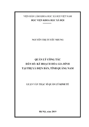 Luận văn thạc sĩ quản lý công tác dân số kế hoạch hóa gia đình tại thị xã điện bàn tỉnh quảng nam