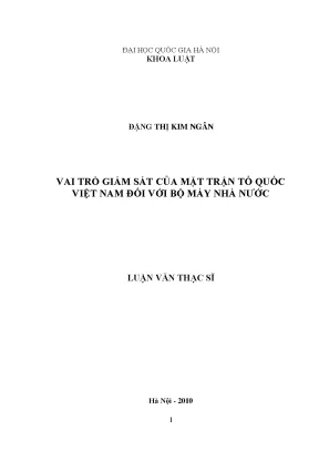 Luận văn thạc sĩ vai trò giám sát của mặt trận tổ quốc việt nam đối với bộ máy nhà nước