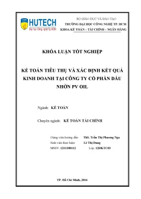 Luận văn thạc sĩ kế toán tiêu thụ và xác định kết quả kinh doanh tại công ty cổ phần dầu nhờn pv oil