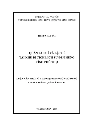 Luận văn thạc sĩ quản lý phí và lệ phí tại khu di tích lịch sử đền hùng tỉnh phú thọ