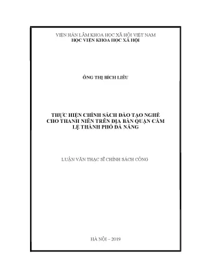 Luận văn thạc sĩ thực hiện chính sách đào tạo nghề cho thanh niên trên địa bàn quận cẩm lệ thành phố đà nẵng