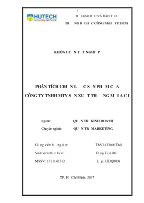 Luận văn thạc sĩ phân tích chiến lược sản phẩm của công ty tnhh mtv sản xuất thương mại a c i