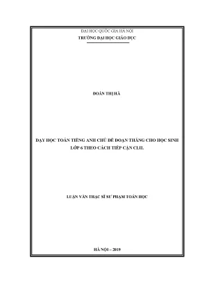 Luận văn thạc sĩ dạy học toán tiếng anh chủ đề đoạn thẳng cho học sinh lớp 6 theo cách tiếp cận clil