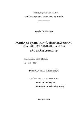 Luận văn thạc sĩ nghiên cứu chế tạo và tính chất quang của các hạt nano silica chứa các chấm lượng tử