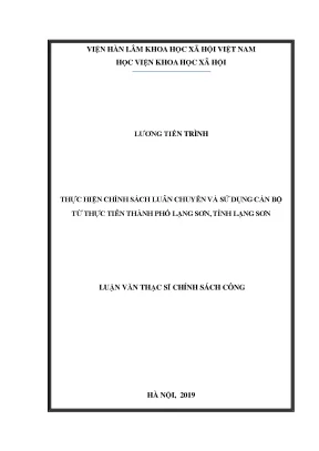 Luận văn thạc sĩ thực hiện chính sách luân chuyển và sử dụng cán bộ từ thực tiễn thành phố lạng sơn tỉnh lạng sơn
