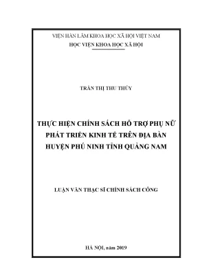Luận văn thạc sĩ thực hiện chính sách hỗ trợ phụ nữ phát triển kinh tế trên địa bàn huyện phú ninh tỉnh quảng nam