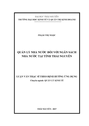 Luận văn thạc sĩ quản lý nhà nước đối với ngân sách nhà nước tại tỉnh thái nguyên