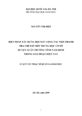 Luận văn thạc sĩ biện pháp xây dựng đội ngũ cộng tác viên thanh tra chuyên môn trung học cơ sở huyện xuân trường tỉnh nam định trong giai đoạn hiện nay