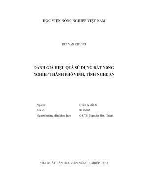 Luận văn thạc sĩ đánh giá hiệu quả sử dụng đất nông nghiệp thành phố vinh tỉnh nghệ an