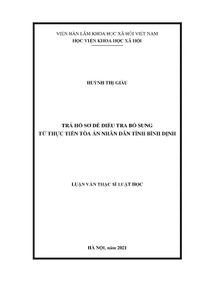 Luận văn thạc sĩ trả hồ sơ để điều tra bổ sung từ thực tiễn tòa án nhân dân tỉnh bình định