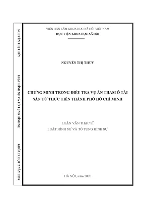 Luận văn thạc sĩ chứng minh trong điều tra vụ án tham ô tài sản từ thực tiễn thành phố hồ chí minh