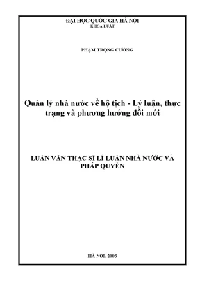 Luận văn thạc sĩ quản lý nhà nước về hộ tịch lý luận thực trạng và phương hướng đổi mới luận văn ths luật 60 38 01