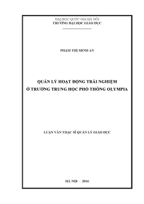 Luận văn thạc sĩ quản lý hoạt động trải nghiệm ở trường trung học phổ thông olympia
