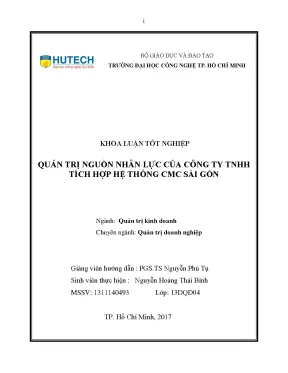 Luận văn thạc sĩ quản trị nguồn nhân lực của công ty tnhh tích hợp hệ thống cmc sài gòn