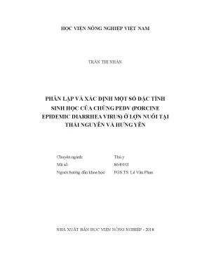 Luận văn thạc sĩ phân lập và xác định một số đặc tính sinh học của chủng pedv porcine epidemic diarrhea virus ở lợn nuôi tại thái nguyên và hưng yên