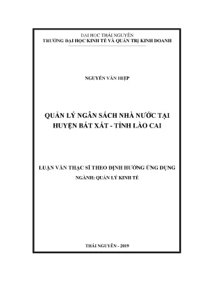 Luận văn thạc sĩ quản lý ngân sách nhà nước tại huyện bát xát tỉnh lào cai