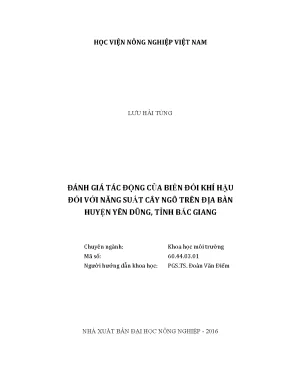 Luận văn thạc sĩ đánh giá tác động của biến đổi khí hậu đối với năng suất cây ngô trên địa bàn huyện yên dũng tỉnh bắc giang
