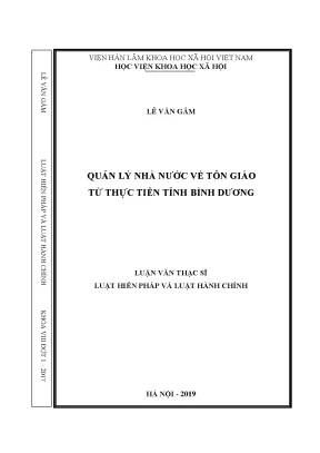 Luận văn thạc sĩ quản lý nhà nước về tôn giáo từ thực tiễn tỉnh bình dương