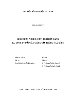 Luận văn thạc sĩ kiểm soát nội bộ chu trình bán hàng tại công ty cổ phần giống cây trồng thái bình