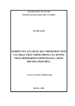Luận văn thạc sĩ nghiên cứu xây dựng quy trình phân tích các hoạt chất chính trong cây hương thảo rosmarinus officinalis l bằng phương pháp hplc
