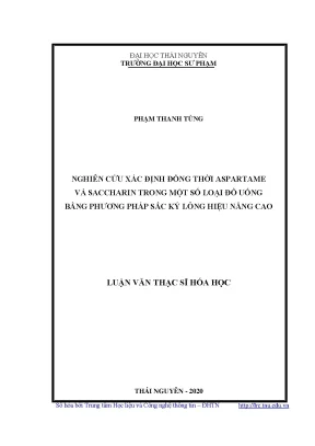 Luận văn thạc sĩ nghiên cứu xác định đồng thời aspartame và saccharin trong một số loại đồ uống bằng phương pháp sắc ký lỏng hiệu năng cao